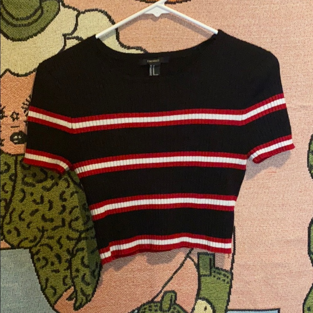 F21 stripped crop top